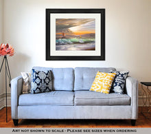 Load image into Gallery viewer, Framed Print, Oil Painting On Canvas Sailboat Against A Of Sea Sunset