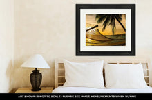 Load image into Gallery viewer, Framed Print, Hammock Silhouette With Palm Trees On A Beach At Sunset