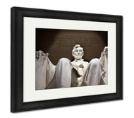 Framed Print, White Lincoln Statue Close Up Memorial Washington Dc