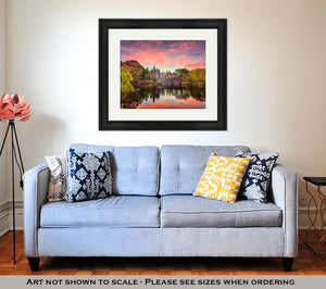 Framed Print, Central Park New York City At Belvedere Castle During An Autumn Twilight