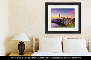 Framed Print, Portland Head Light In Cape Elizabeth Maine USA