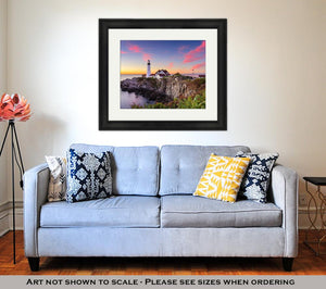 Framed Print, Portland Head Light In Cape Elizabeth Maine USA