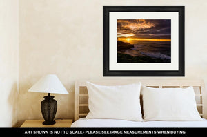 Framed Print, Sunset In La Jolla Beach In San Diego Ca USA