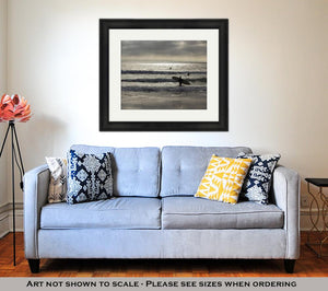 Framed Print, Surfer On The Shoreline Of San Diego Mission Beach