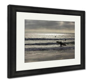 Framed Print, Surfer On The Shoreline Of San Diego Mission Beach