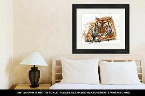 Framed Print, Tiger Animals Watercolor Wild Cat Illustration Graphic Wildlife