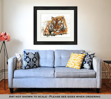 Load image into Gallery viewer, Framed Print, Tiger Animals Watercolor Wild Cat Illustration Graphic Wildlife