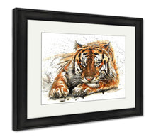 Load image into Gallery viewer, Framed Print, Tiger Animals Watercolor Wild Cat Illustration Graphic Wildlife