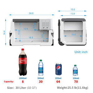 ACOPOWER R30A  Solar Fridge Freezer, 32 Quarts